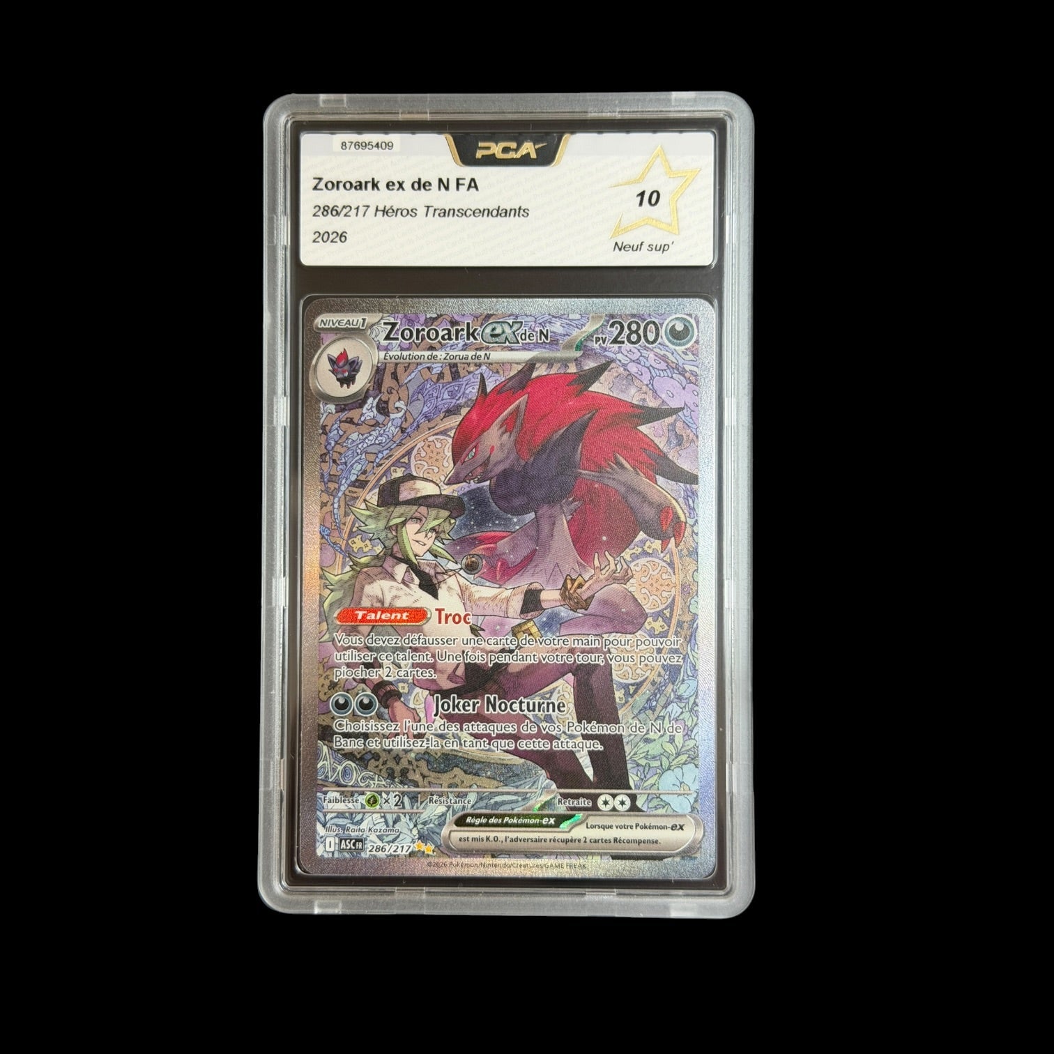 Zoroark ex de N FA 286/217 Héros Transcendants PCA 10 - cert 87695409