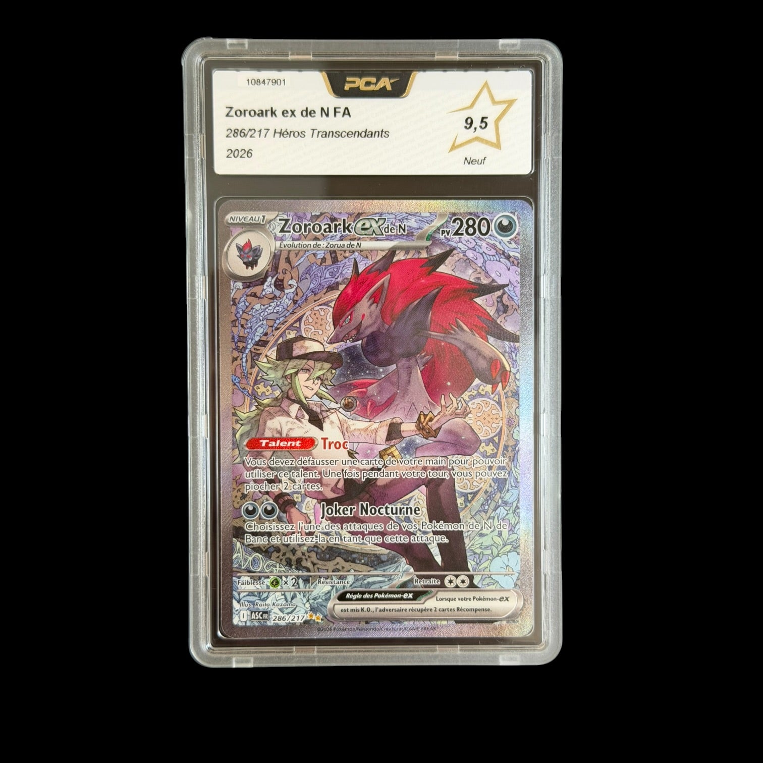 Zoroark ex de N FA — 286/217 — Héros Transcendants — PCA 9.5