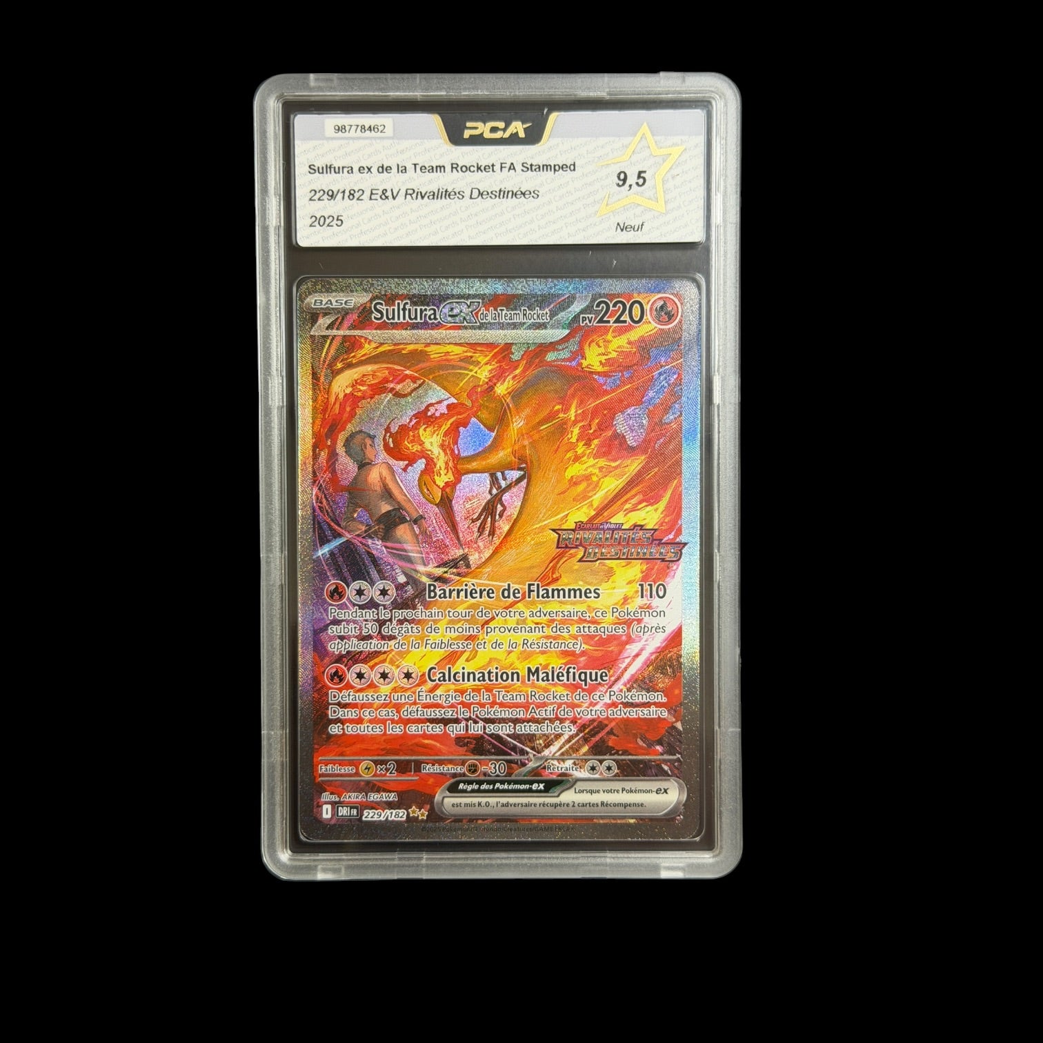Sulfura ex de la Team Rocket FA Stamped 229/182 PCA 9.5