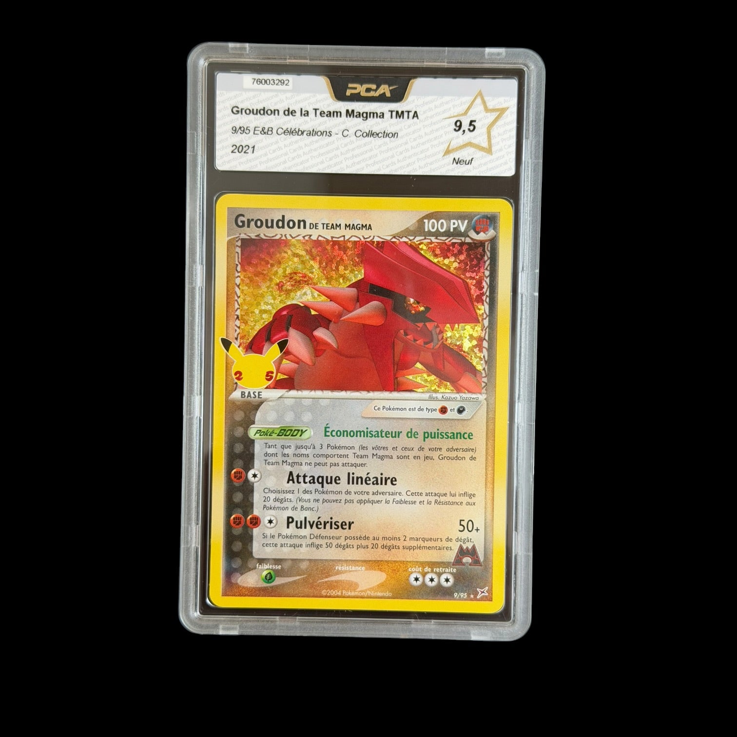 Groudon de la Team Magma TMTA — 9/95 — E&B Célébrations - C. Collection — PCA 9.5