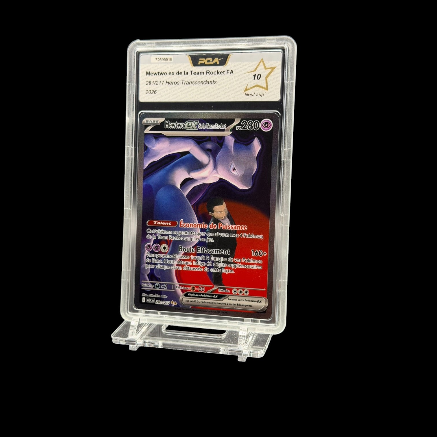 Mewtwo ex de la Team Rocket FA — 281/217 — Héros Transcendants — PCA 10