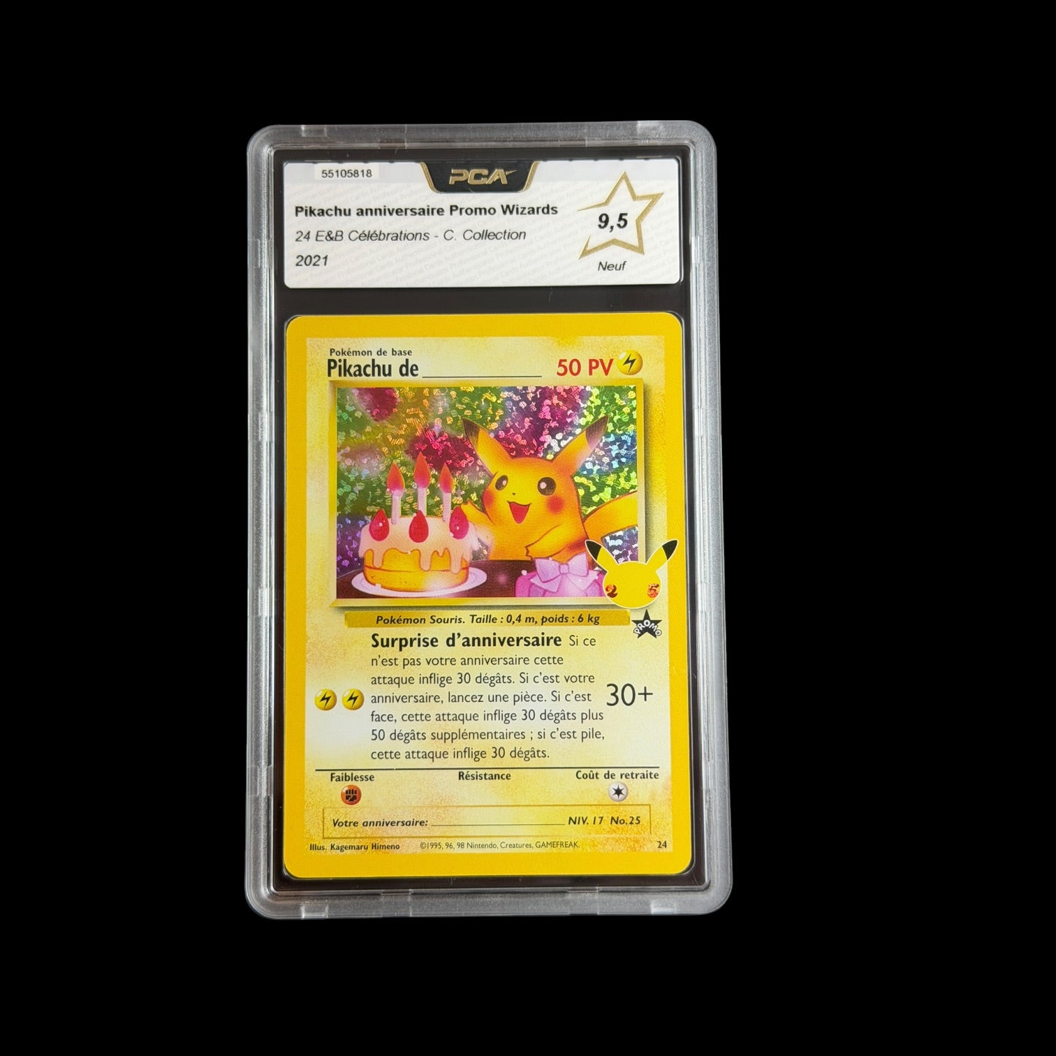 Pikachu anniversaire Promo Wizards 24 PCA 9.5
