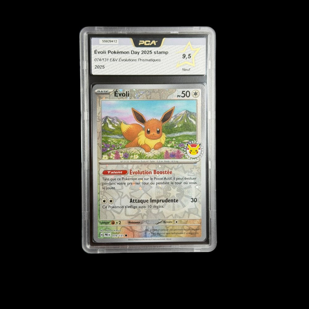 Évoli Pokémon Day 2025 stamp — 074/131 — E&V Évolutions Prismatiques — PCA 9.5